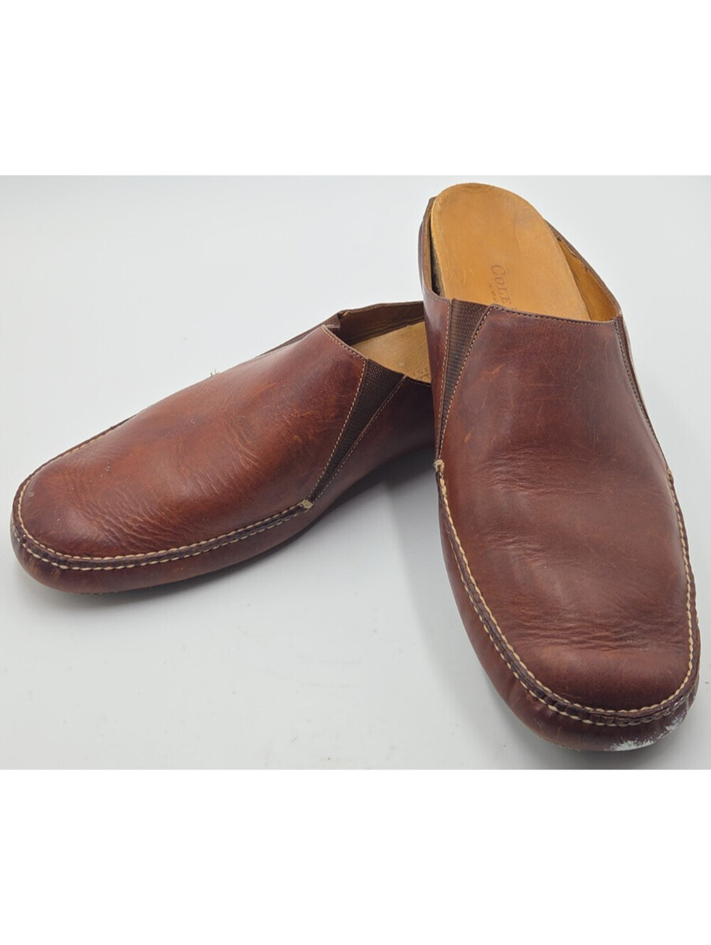 Vintage Cole Haan Brown  Brazilian Leather 90s Y2k Slip On Mule Loafers Mens 11M